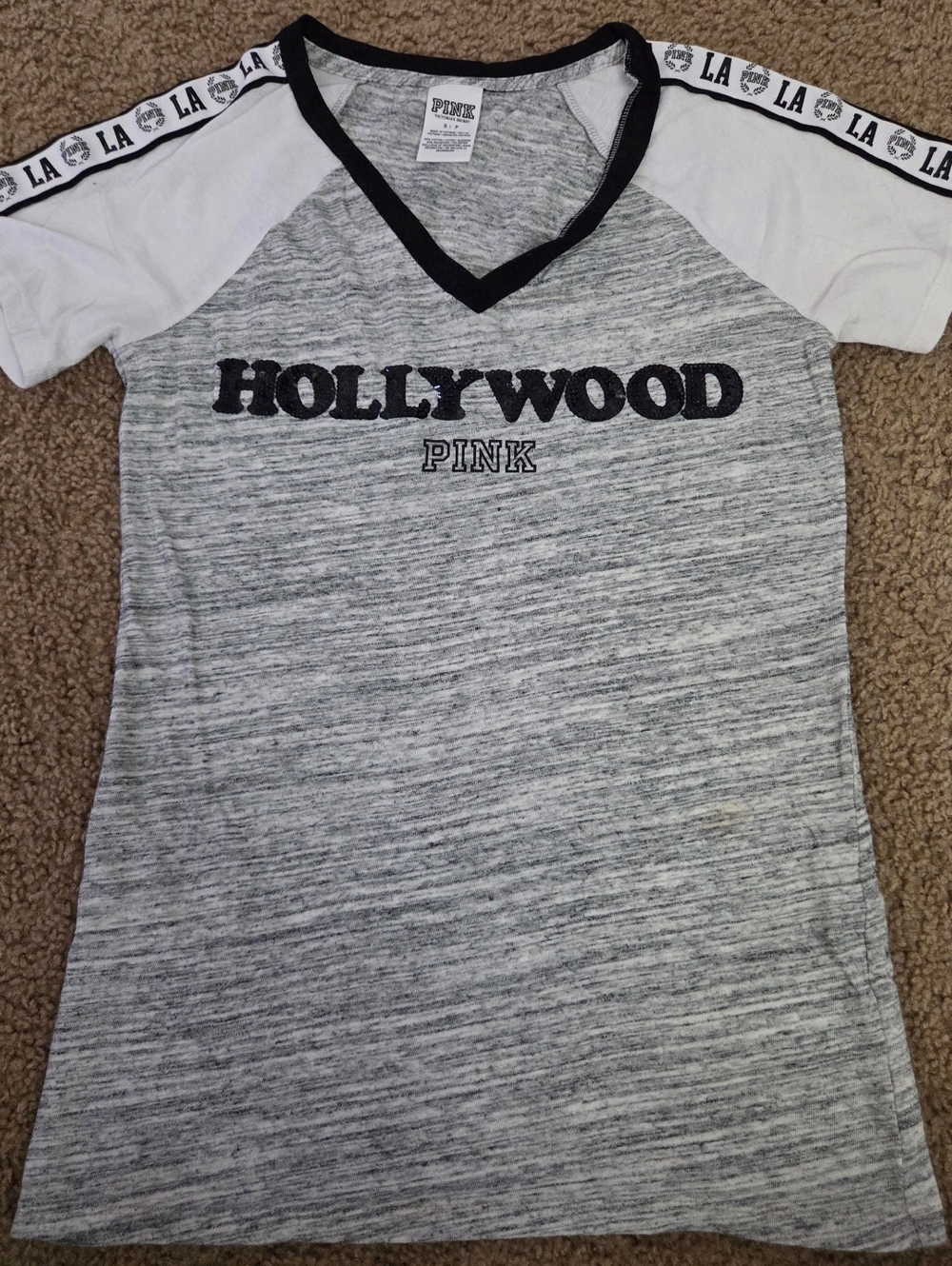 PINK Victoria's Secret Bling Sequin Hollywood Los Angeles Tee